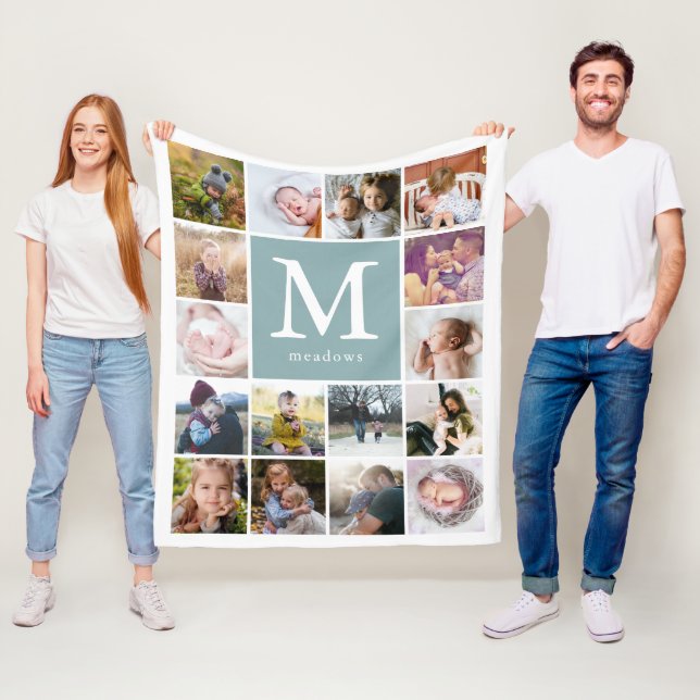 Family Monogram Photo Fleecefilt (På plats)