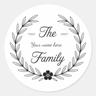 Family monogram sticker. runt klistermärke