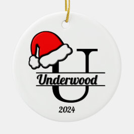 Family Monogram U | Dubbla sida vid sida Julgransprydnad Keramik