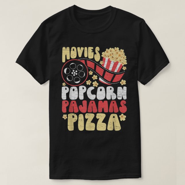 Family Movie Watching Night Popcorn  T Shirt (Design framsida)