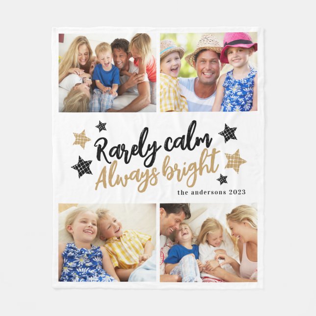 Family Multi Photo Collage Lugn Bright Fleecefilt (Framsidan)