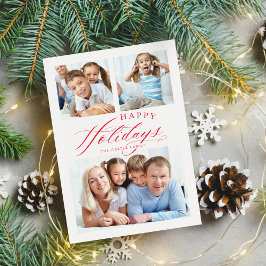 FAMILY MULTI PHOTO Glad helg calligraphy red Julkort