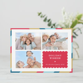 FAMILY MULTI PHOTO modern söt geometrisk gräns Julkort