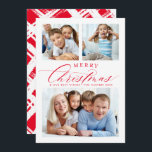 FAMILY MULTI PHOTO Traditional god jul red Julkort<br><div class="desc">by kat masard >> WWW.SIMPLYSWEETPAPERIE.COM <<< A toppen roligt card design med citatet "GOD JUL" med kombinerad skripttyp av elegant med serif typography och kor hatch mönster på baksidan. Med blanksteg för 3 av dina favoritfoton!</div>