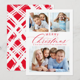 FAMILY MULTI PHOTO Traditional god jul red Julkort