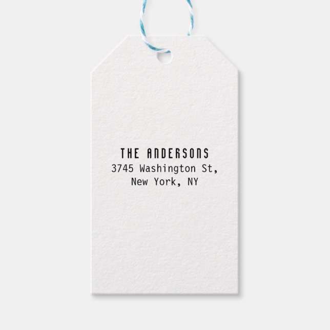 Family Name Modern Plain Professional Black White Presentetikett (Framsidan)