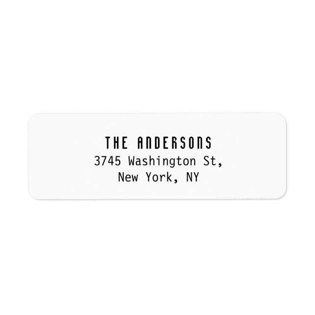 Family Name Modern Plain Professional Black White Returadress Etikett (Framsidan)