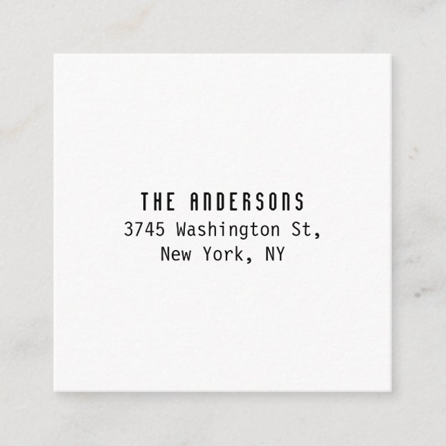 Family Name Modern Plain Professional Black White Tilläggskort (Framsida)