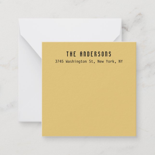 Family Name Modern Plain Professional Brass Yellow Anteckningskort (Framsida)