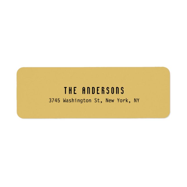 Family Name Modern Plain Professional Brass Yellow Returadress Etikett (Framsidan)