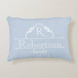 Family Name Monogram Decorative Frame Blue Prydnadskudde