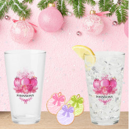 Family Name Pink Christmas Collection Piece Glaskopp