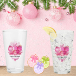 Family Name Pink Christmas Collection Piece Glaskopp