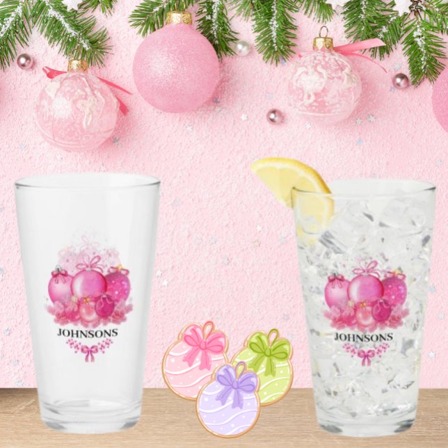 Family Name Pink Christmas Collection Piece Glaskopp (Skapare uppladdad)