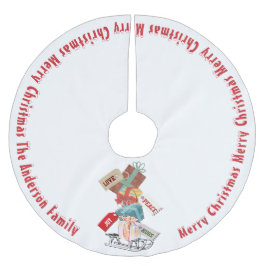 Family Name Winter Sled Cute Vintage Christmas Julgransmatta Borstad Polyester