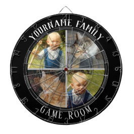 Family Namn 4-fotospelrum Darttavla