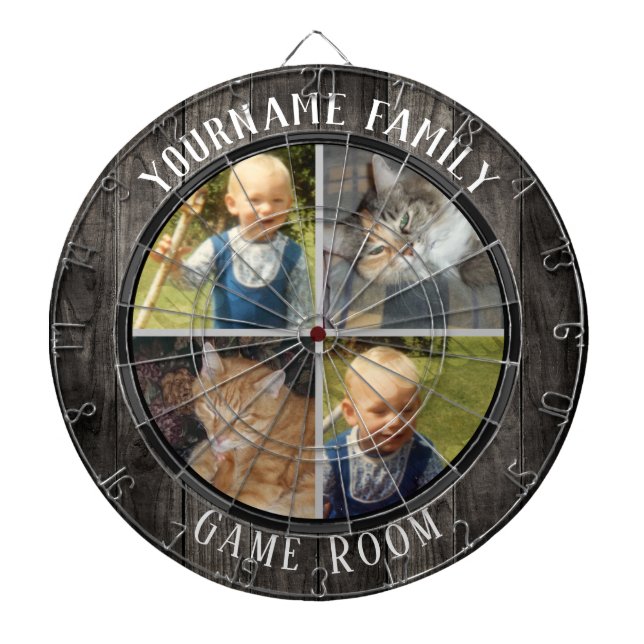 Family Namn 4-fotospelrum Darttavla (Framsidan)