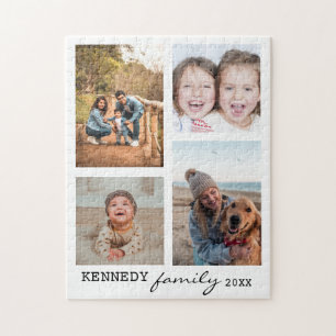 Family Namn 4 Photo Collage White Pussel