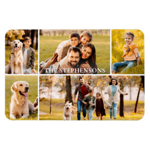 Family Namn 5 Photo Collage Magnet