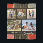Family Namn 5 Photo Collage Rustic Abstrakt Fleecefilt<br><div class="desc">Blanketet i Family Namn 5 Photo Collage Rustic Abstrakt Fleece har en fotokollage av fem av dina favoritfoton med namn i personligen i ett vanligt svart skript på abstraktens bakgrund. Anpassa genom att redigera texten i textrutorna. Perfekt för födelsedag, jul, Mors dag, Fars dag, mor- och farföräldrar, syster, bror, kusiner,...</div>