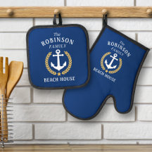 Family Namn Beach House Anchor Guld Laurel Star