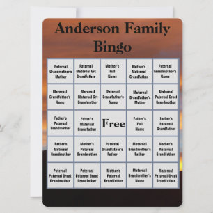 Family Namn Bingo och Reunion Sunset Photo