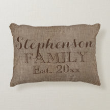 Family Namn Burlap Rustic