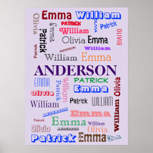 Family Namn Dazzling Ord Cloud Poster