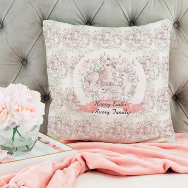 Family Namn Personlig Hjort Bunny Påsk Kudde (Skapare uppladdad)