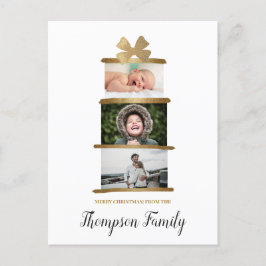 Family Namn Photos Gift Bow Guld jul Helg Vykort