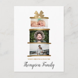 Family Namn Photos Gift Bow Guld jul Helg Vykort
