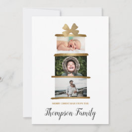 Family Namn Photos Gift Bow Guld jul Julkort
