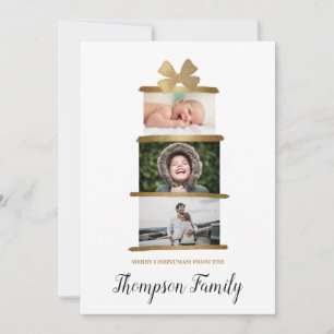 Family Namn Photos Gift Bow Guld jul Julkort
