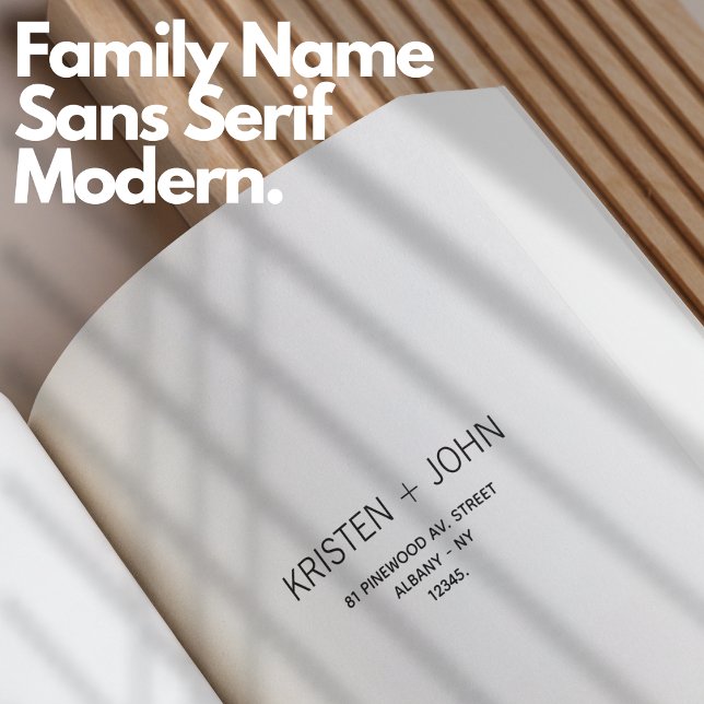 Family Namn Returadress Sans Serif Modern Självfärgande Stämpel (Family Name Return Address Sans Serif Modern Self-inking Stamp)