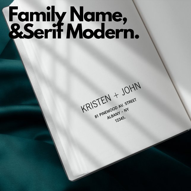 Family Namn Returadress Sans Serif Modern Stämpel (Family Name Return Address Sans Serif Modern Rubber Stamp)