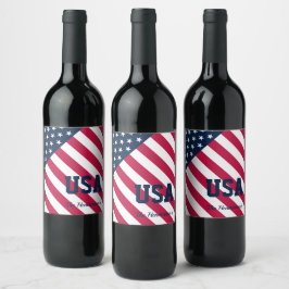 Family Namn Stars Rand USA Vinflaska Etikett