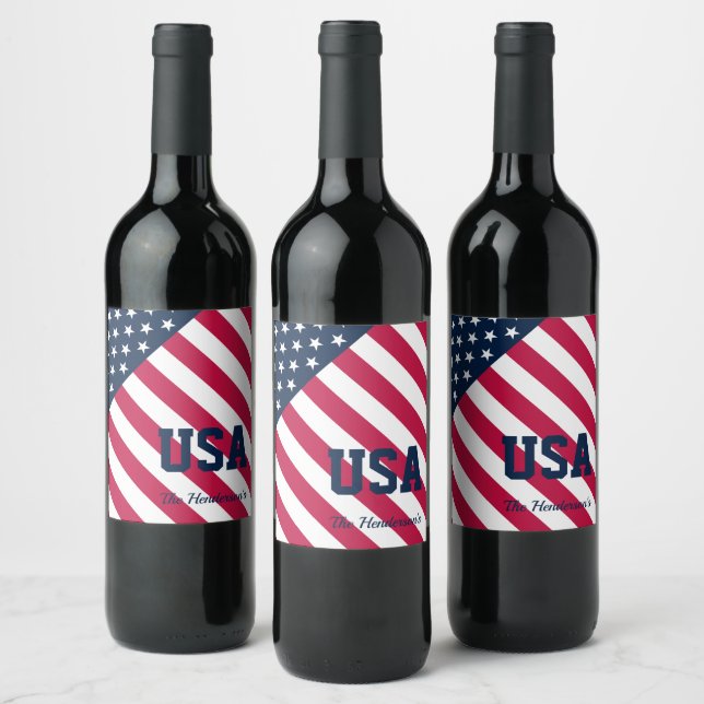 Family Namn Stars Rand USA Vinflaska Etikett (Flaskor)