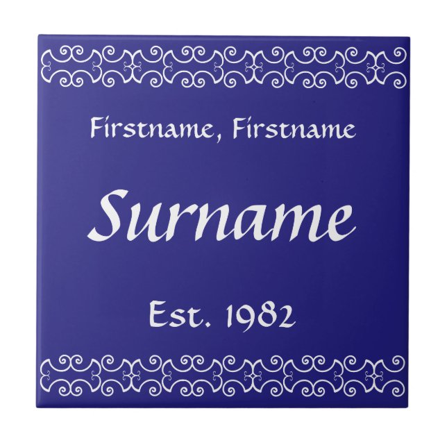 Family Namn Tile - Victorian Kakelplatta (Framsidan)