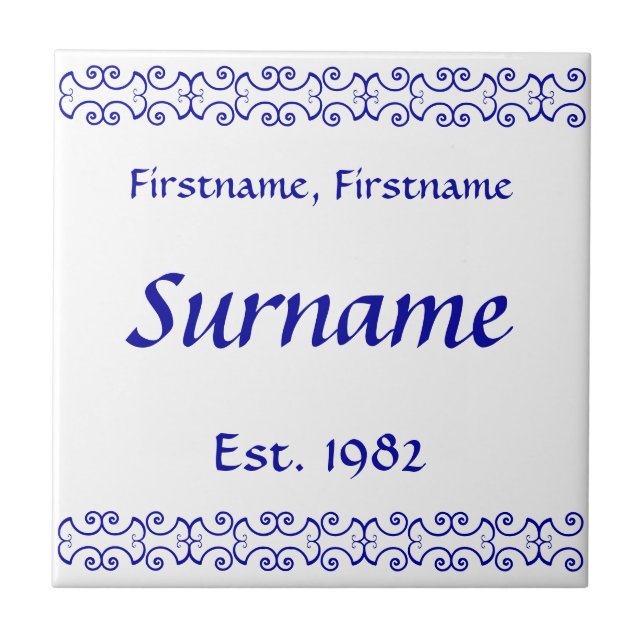 Family Namn Tile - Victorian Kakelplatta (Framsidan)