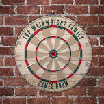 Family Namn Wood look Games Room Rustic Darttavla<br><div class="desc">Höj dina spelnätter med vår anpassningsbar familjs träeffekt på moderkort, designad för att få en personlig beröring till ditt hem. Med den här unika ritytan kan du stolt visning din familj namn och plats, skapar den inte bara ett spel utan en omhuldad familjemiljö. Idealisk för sammankomster, party på bakgården eller...</div>
