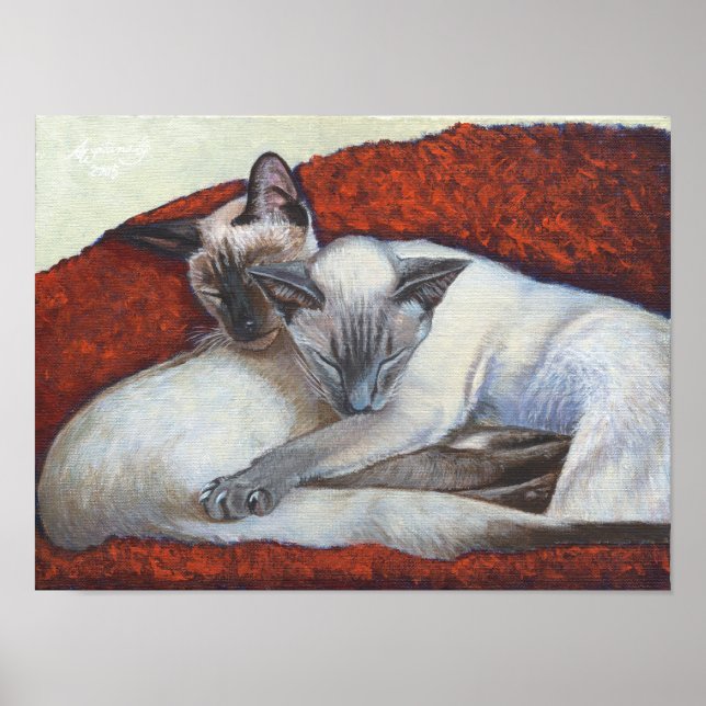"Family Nap" Simaese Cat Art poster (Framsidan)