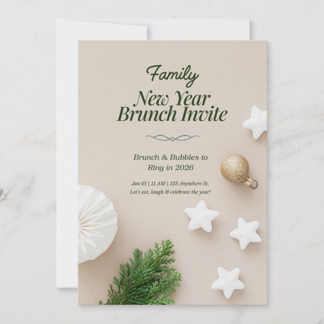 Family New Year Brunch Invitation 2026  Inbjudningar (Framsida)
