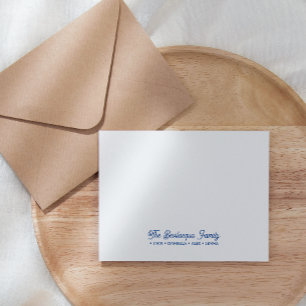 FAMILY NOTECARDS Stationery Cursive Namn Blue Anteckningskort