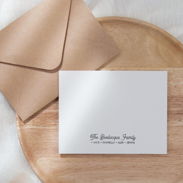 FAMILY NOTECARDS Stationery Cursive Namn GRÅTT Anteckningskort (Skapare uppladdad)
