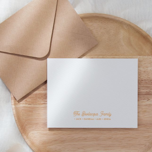 FAMILY NOTECARDS Stationery Cursive Namn Orange Anteckningskort (Skapare uppladdad)