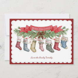 Family of 7 | Christmas Stocking Flat Holiday Card Julkort