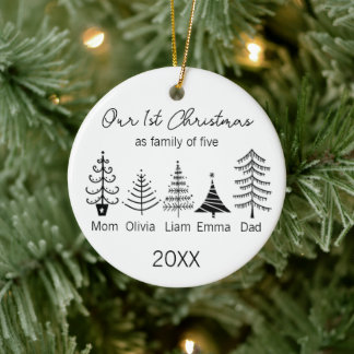 Family of five First Christmas Minimalist Tree Julgransprydnad Keramik