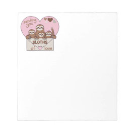Family of Sloths with Envelope, Heart and Text Anteckningsblock