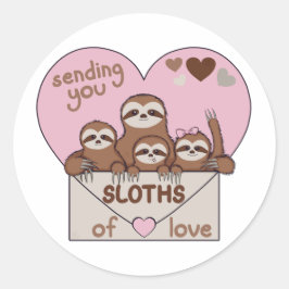 Family of Sloths with Envelope, Heart and Text Runt Klistermärke