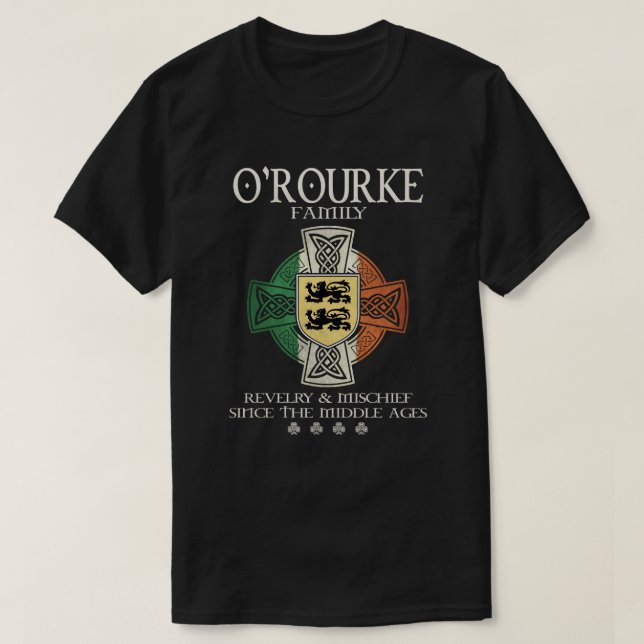 Family O'Rourke arm Ireland Irish Celtic kor T Shirt (Design framsida)